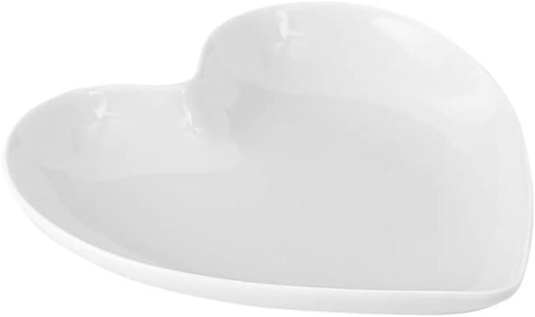9 Inches Single Color Series Heart Shape Ceramic Dinner Plates(1 Piece)-White