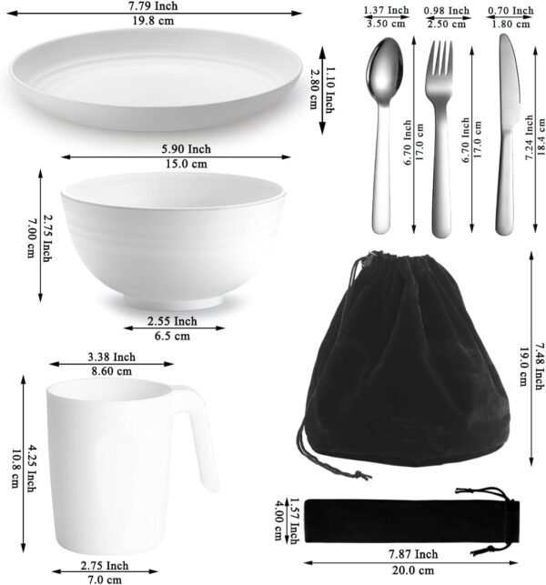 Camping Utensils,  Camping Mess Kit for Travel, Camping, Picnic, Outdoor, Camping Gear Include Knife, Spoon, Fork Cutlery Set, Cup, Bowl, Plate, Camping Essentials for 1 - Image 2