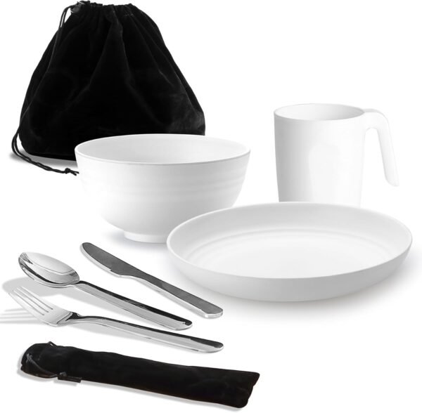 Camping Utensils,  Camping Mess Kit for Travel, Camping, Picnic, Outdoor, Camping Gear Include Knife, Spoon, Fork Cutlery Set, Cup, Bowl, Plate, Camping Essentials for 1