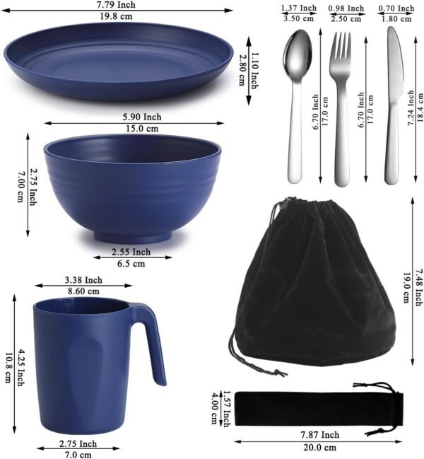Camping Utensils,  Camping Mess Kit for Travel, Camping, Picnic, Outdoor, Camping Gear Include Knife, Spoon, Fork Cutlery Set, Cup, Bowl, Plate, Camping Essentials for 1 - Image 2