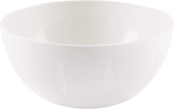 8-Inch Plastic Serve Mixing Bowl for Everyday Meals - Ideal for Cereal, Snacks, Popcorn, Salad, and Fruits, Microwave Safe, White
