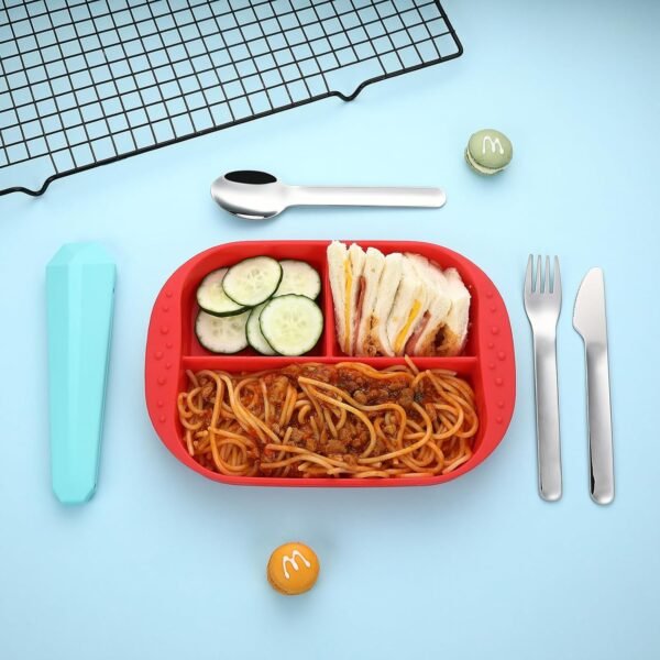 Travel Utensils with Case, Reusable Camping Silverware Cutlery, 18/8 Stainless Steel Portable Fork Spoon Knife Set for Lunch Picnic School Workplace (Teal) - Image 2