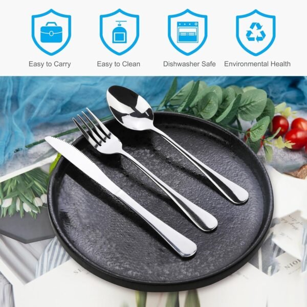 Travel Utensils With Case, Stainless Steel Reusable Portable Utensils Set With Case,  Travel Silverware Set - Image 2